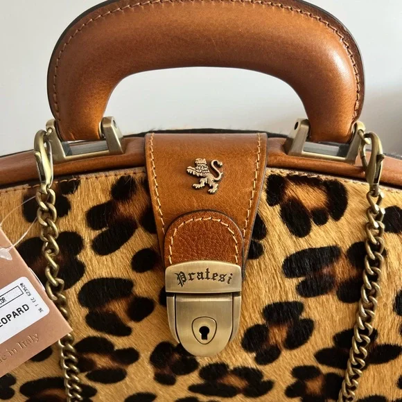 NWT Pratesi Firenze Lady Brunelleschi Leopard Calf Hair Bag - Picture 3 of 10